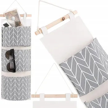 Organizér oblečení ZÁVĚSNÝ ORGANIZÉR PODLOŽKA NA ZEĎ DO KOUPELNY HRAČKY ŠEDÁ