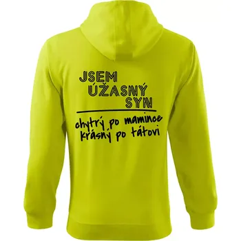 Pánská móda Jsem úžasný syn - Mikina s kapucí na zip trendy zipper - 3XL ( Limetková )