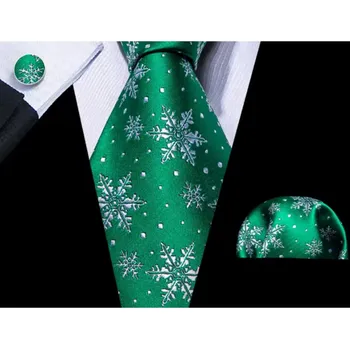 Kravata Vánoční sada kravata, kapesníček a manžetové knoflíčky V124, Barva zelená