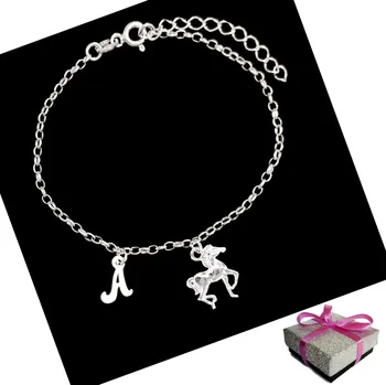 Náramek Stříbrný náramek 925 Kůň Koník Písmeno Abeceda
