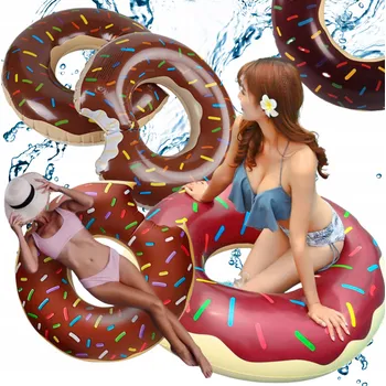 Nafukovací kruh NAFUKOVACÍ KRUH DONUT PRO PLAVÁNÍ DO VODY DO BAZÉNU HNĚDÝ MATRACE 90 CM XXL