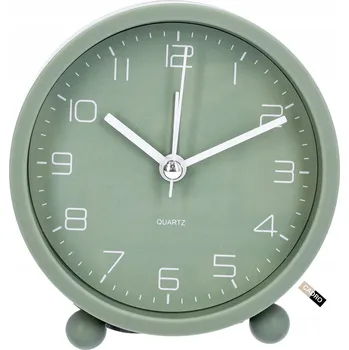 Budík Budík analogový na baterie do ložnice zelený 9,5x4 cm