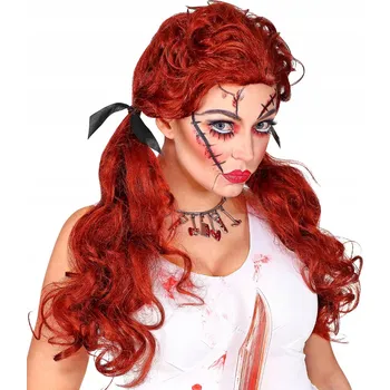 Karnevalová paruka Widmann paruka dlouhé vlasy kaštanová kudrnatá