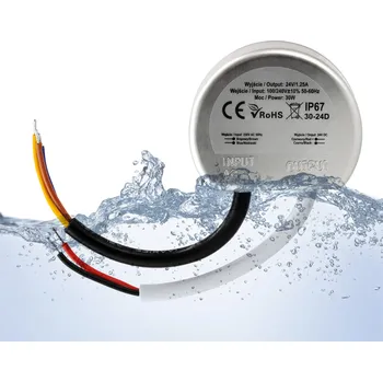 LED osvětlení Napájecí zdroj 24V IP67 pro LED pásek, instalační, 1,25A 30W, vodotěsný, do krabice