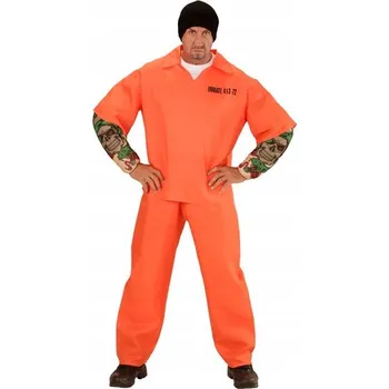Karnevalový kostým KOSTÝM VĚZEŇ VĚZNĚ S TETOVÁNÍM ORANŽOVÝ XL
