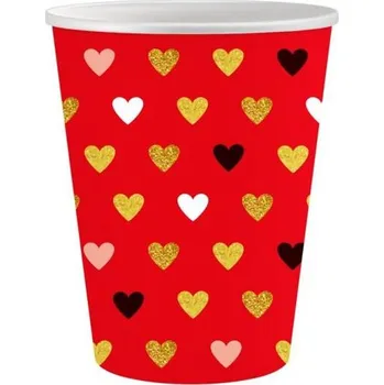 Party nádobí Papírové Kelímky XOXO na Valentýna 250 ml 6 ks