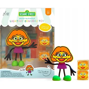 GLO PALS Figurka do koupele Sezamová ulice JULIA + kostky svítící ve vodě