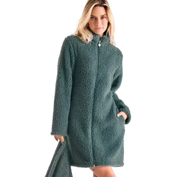 Dámský župan Dámský hřejivý župan na zip z měkkého coral fleecu Infiore 673017 petrol velikost M