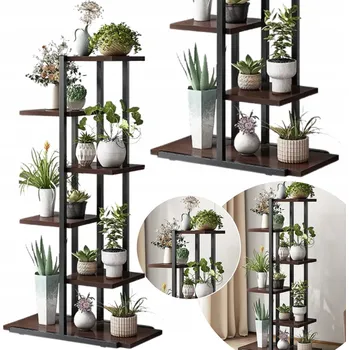 Květináč KVĚTINÁČ TMAVĚ HNĚDÝ STOJAN KVĚTINÁČ DŘEVĚNÝ VELKÝ