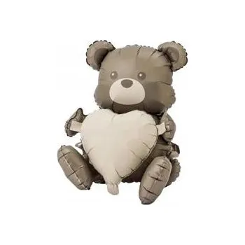 Balónek Roztomilý fóliový balónek Medvídek Matyáš 3D Sedící Dekorace Narozeniny 55 x 41 x 33 cm