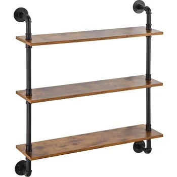 police Vevor Nástěnná 3-policová plovoucí police 32×7.87in, dřevo, černá