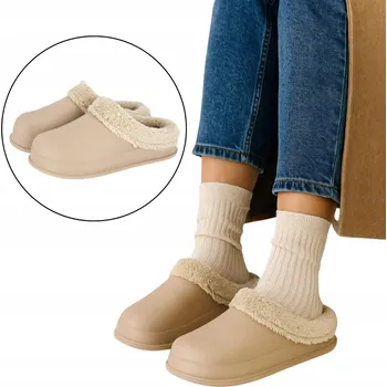 Pracovní obuv NAZOUVÁKY ZATEPLENÉ KOŽEŠINOU BÉŽOVÉ NAZOUVÁKY MÓDNÍ POHODLNÉ vel. 39