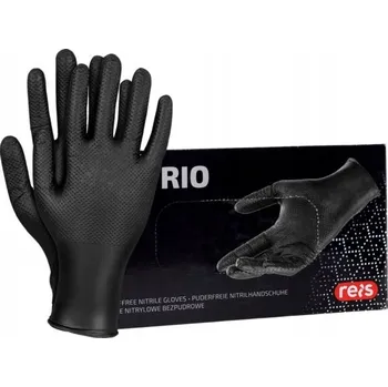 Pracovní rukavice Nitrilové rukavice Reis černé bez pudru velikost M