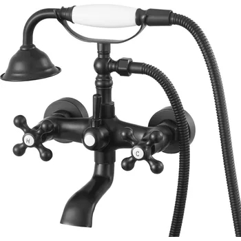 Vodovodní baterie Vevor Nástěnná vanová baterie s ruční sprchou, matná černá, 360° výtok