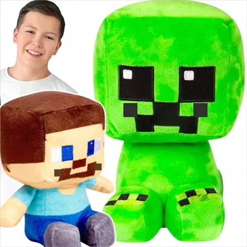 plyšák MINECRAFT SADA DVĚ PLYŠÁCI CREEPER + STEVE VELKÝ PLYŠÁK MĚKKÁ PLYŠÁK
