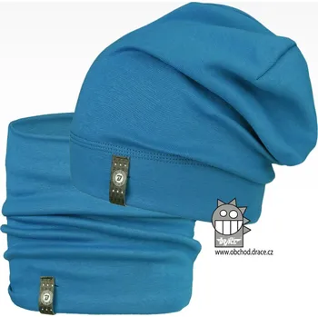 Čepice Set spadlé bavlněné čepice a nákrčníku Alan - vzor 14 - modrá 50 - 52