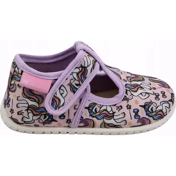 Dívčí bačkory Papuče tenisky s koženou stélkou, jednorožci, lehké, pohodlné, na suchý zip Wojtyłko 24