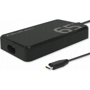 Qoltec 65W GaN super rychlá SLIM nabíječka do zásuvky | PD | 5–20 V | 3,25 A | USB-C 3.1 | Notebook | MacBook | Chytrý telefon | +kabel