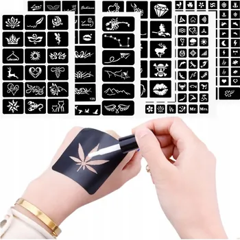 Tetování Zestaw nr 7 třpytivé tetování šablony lepidlo prach