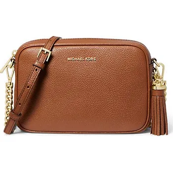 Michael Kors Ginny kožená crossbody kabelka hnědá