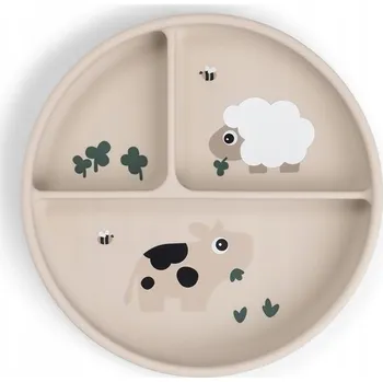 dětská jídelní sada Talířek Done By Deer béžový silikonový