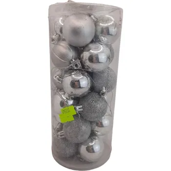 Vánoční dekorace Plastové vánoční Vánoční Baňky 24 ks stříbrné