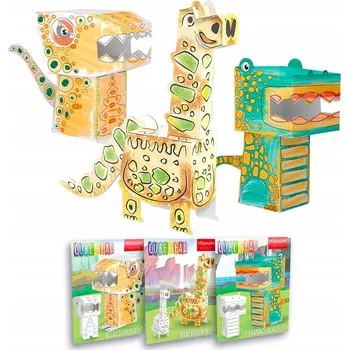 kreativní sada Monumi Sada Cube Head Dino - Tyranosaurus, Brachiosaurus, Velociraptor