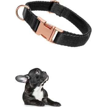 Obojek pro psa Černý obojek pro psa s kovovým kováním Golden Rose 20 mm / 31-49 cm, odolný