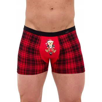 Boxerky Pánské vánoční boxerky Cornette 007/78 Teddy Rider vel. S (44) kostkované