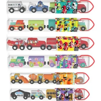 Hračka pro nejmenší J'ADORE Sada dřevěných autíček v tubě 4 ks