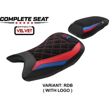 Sedlo na kolo TPZ Italia Kompletní sedlo BMW S 1000 RR 19-25 Varel Velvet potah sedla: s logem RDB (red-blue)