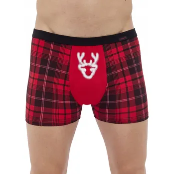 Pánské spodní prádlo Pánské vánoční boxerky Cornette 007/76 Red Nose 2 vel. XL (50) kostkované