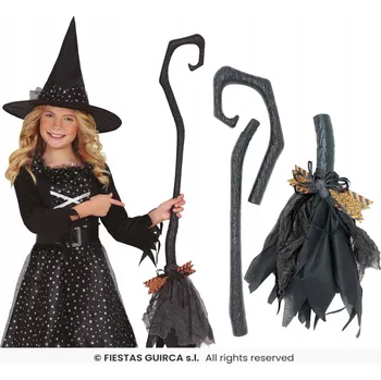 Karnevalový doplněk Guirca Dětská čarodějnická metla skládací 90cm