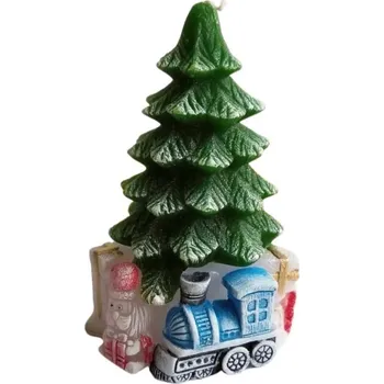 Svíčka Svíčka - Vánoční stromek bílý zelený