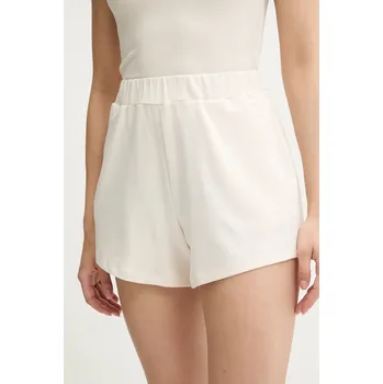 Dámské kraťasy Kraťasy Guess LUCIA dámské, béžová barva, hladké, high waist, O5GD06 KCQP2 O5GD06.KCQP2 01X, vel. L