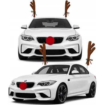 Vánoční dekorace SADA DEKORACE NA AUTO VÁNOČNÍ OZDOBA SOBÍ PAROHY DÁREK