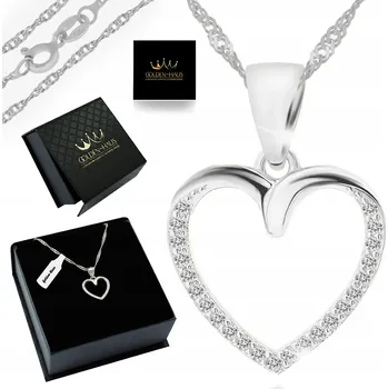 Náhrdelník STŘÍBRNÝ NÁHRDELNÍK SRDCE ŘETÍZEK PŘÍVĚSEK DÁREK PRO DÍVKU / DCERU