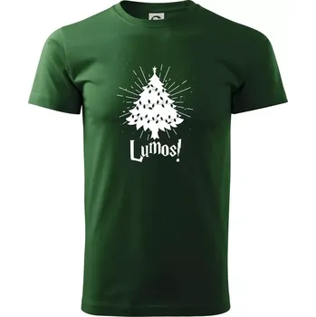 Pánské tričko Harry - Lumos stromeček - Triko extra velké (5-8XL) - 6XL ( Lahvově zelená )