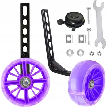 Dětské kolo Boční kolečka na kolo s LED diodami, svítící kolečka na kolo 12-20" + zvonek - SADA