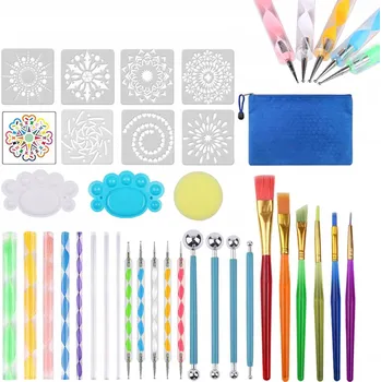 kreativní sada SADA NA MALOVÁNÍ MANDAL DIY KERAMICKÉ MALOVÁNÍ 32 DÍLŮ