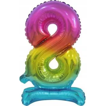 Balónek Fóliový balónek stojící číslice 8 duhový 38 cm