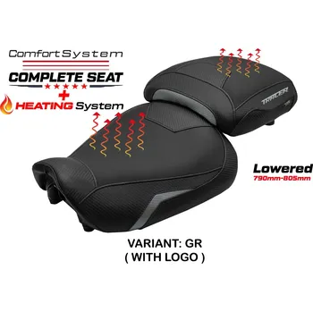 Sedlo na kolo TPZ Italia Kompletní vyhřívané sedlo Yamaha Tracer 9 / 9 GT 21-24 Naha Comfort snížené potah sedla: s logem GR (grey)