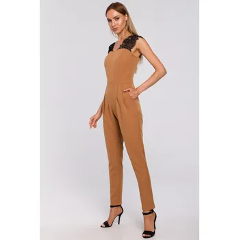 Podprsenka VÝPRODEJ DÁMSKÝ ELEGANTNÍ KOMBINEZON S KRAJKOU HNĚDÝ 44 XXL