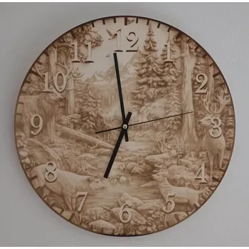 Hodiny Dřevěné hodiny malované - Jeleni
