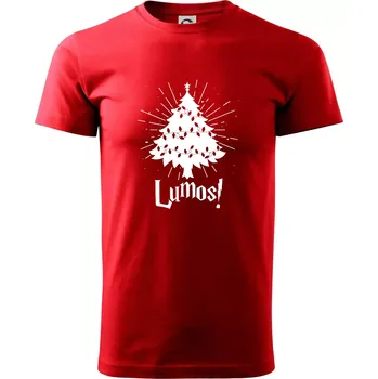 Pánské tričko Harry - Lumos stromeček - Klasické pánské triko vyšší gramáže - L ( Červená )