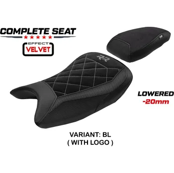 Sedlo na kolo TPZ Italia Kompletní sedlo BMW S 1000 RR 19-25 Varel Velvet snížené potah sedla: s logem BL (black)