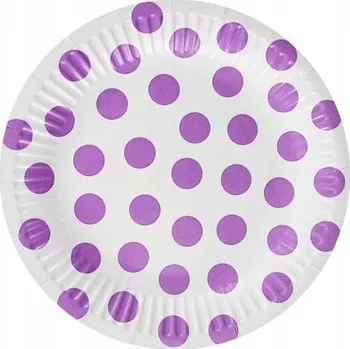 Talíř EKO Talířky papírové ,,puntík" fialové 18cm, 6ks (EKO Talířky papírové ,,puntík" fialové 18cm, 6ks)