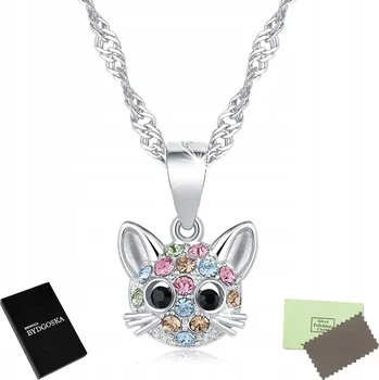 Náhrdelník STŘÍBRNÝ NÁHRDELNÍK 925 POVRCHOVĚ UPRAVENÝ RHODIEM - HLAVA KOČKY