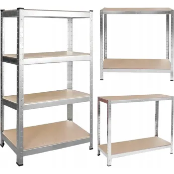 Dílenský regál KOVOVÝ REGÁL DO SKLADU GARÁŽE STŘÍBRNÝ 4 POLICE 540KG 150x75x30 DO SKLEPA