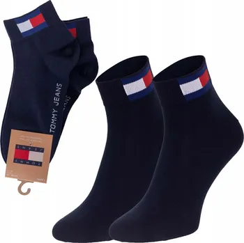 Pánské ponožky TOMMY HILFIGER PONOŽKY PONOŽKY KOTNÍKOVÉ PONOŽKY 2P TMAVĚ MODRÉ vel.